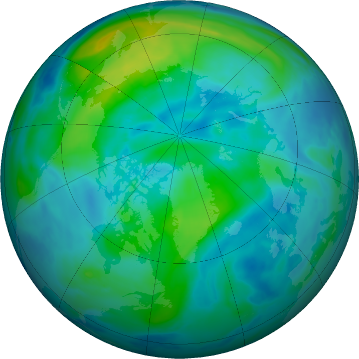 Arctic ozone map for 10 October 2025